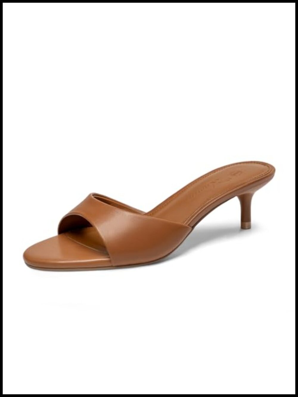 PU Leather Kitten Heels Slip On Heeled Sandals Low Heel Comfort Women